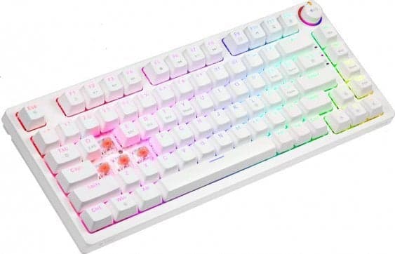 Savio Phenix WHITE GAT RED, Trådlös, Bluetooth, QWERTY, RGB LED, Vit