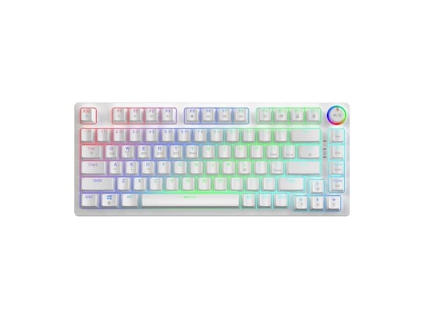 Savio Phenix WHITE GAT RED, Trådlös, Bluetooth, QWERTY, RGB LED, Vit