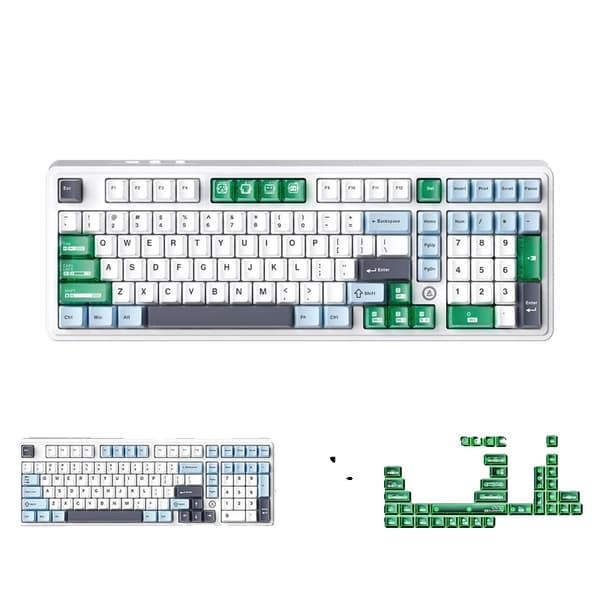 Gaming Mekaniskt Tangentbord, 98 Tangenters Standardlayout, 2.4Ghz Trådlös Anslutning,Flygande fiskgrön