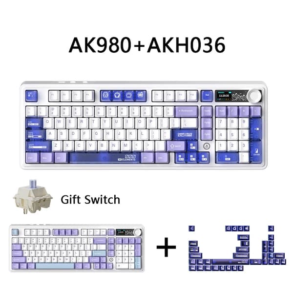 Gaming Mekaniskt Tangentbord, 98 Tangenters Standardlayout, 2.4Ghz Trådlös Anslutning,Gåva. Purpur.