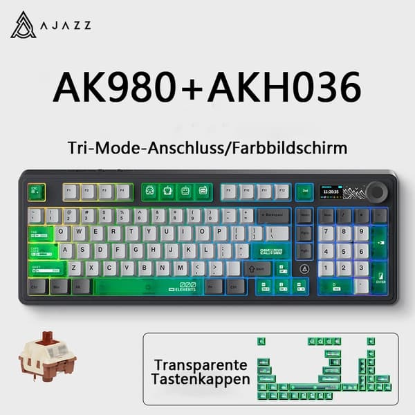 Gaming Mekaniskt Tangentbord, 98 Tangenters Standardlayout, 2.4Ghz Trådlös Anslutning,Murad. Grön.