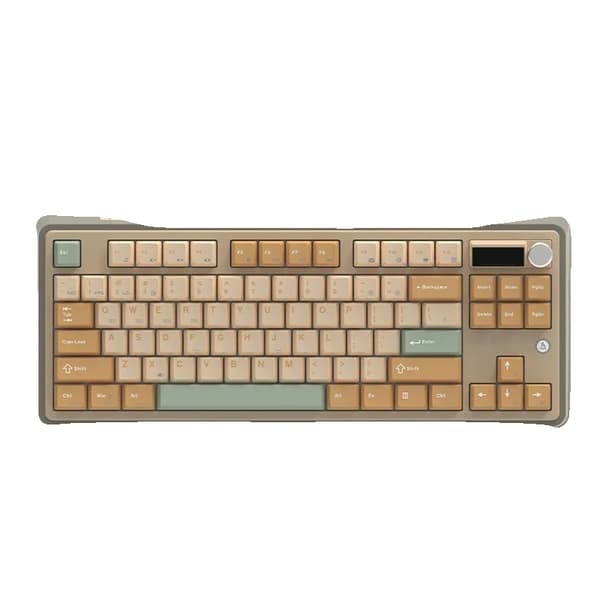 Ajazz AK870 RGB Mekaniskt Tangentbord, Anpassningsbar TFT-skärm, Tredubbel Anslutning,Gul RGB-skärm