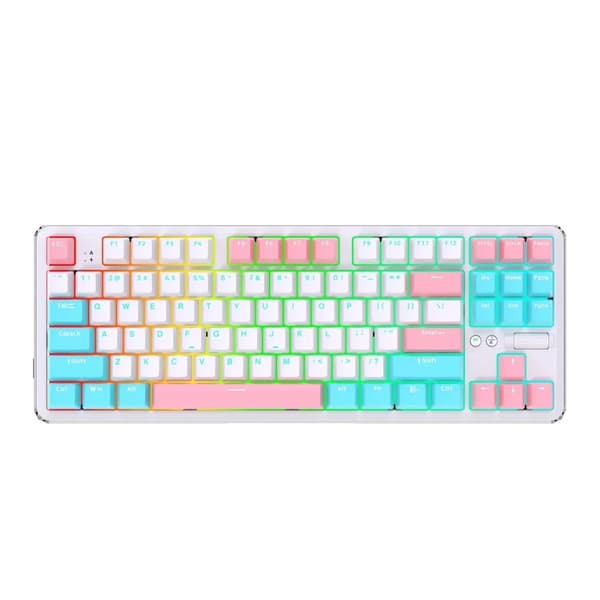 AJAZZ Mekanisk Gaming Tastatur, Trådløs Forbindelse, RGB Bagbelysning,K870T PRO-a, Brun afbryder