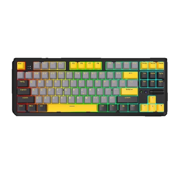 AJAZZ Mekaniskt Spel Tangentbord, Trådlös Anslutning, RGB Belysning,K870T PRO, Brun Switch