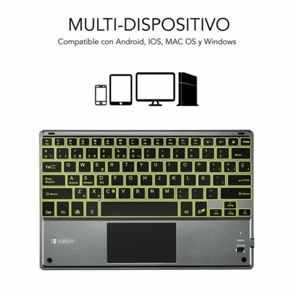 Tastatur med touchpad Subblim SUB-KBT-SMBT51 Grå Multifarvet Spansk qwerty QWERTY