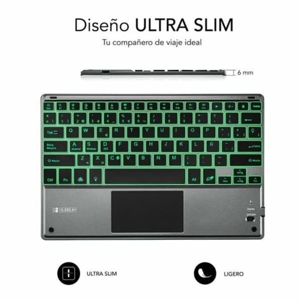 Tastatur med touchpad Subblim SUB-KBT-SMBT51 Grå Multifarvet Spansk qwerty QWERTY