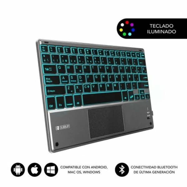Tastatur med touchpad Subblim SUB-KBT-SMBT51 Grå Multifarvet Spansk qwerty QWERTY
