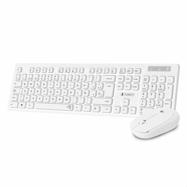 Tastatur og trådløs mus Subblim SUBKBC-CSSW11 Hvid Spansk qwerty Hvid