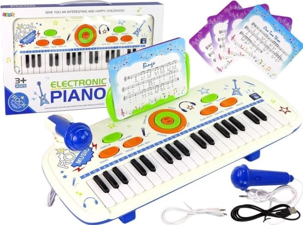 Elektrisk Piano Keyboard For Barn Blå Noter USB MP3 LEAN Leker
