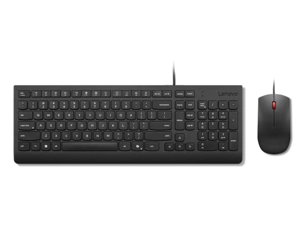 Lenovo Essential Wired Combo - Sats med tangentbord och mus - USB - QWERTY - Nordisk - svart