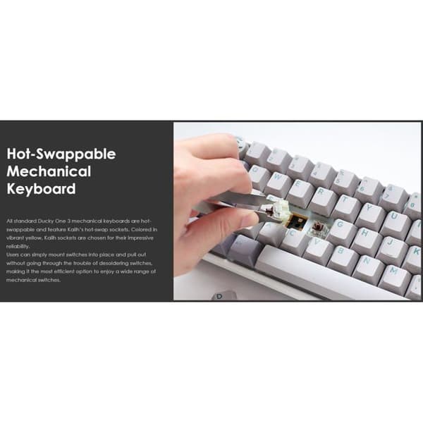 Spel tangentbord - DUCKY - One 3 Mist Grey SF - RGB-belysning - Mekaniska switchar - Ergonomisk