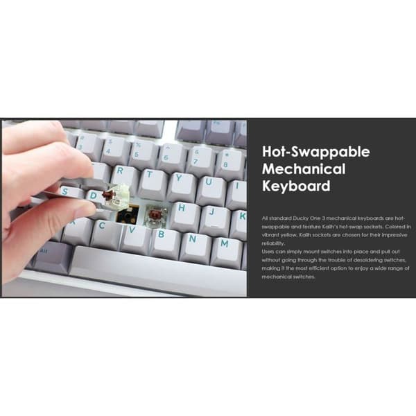 Spelklaviatur - DUCKY - One 3 Mist Grey TKL - RGB LED - Trådbunden - Mekanisk