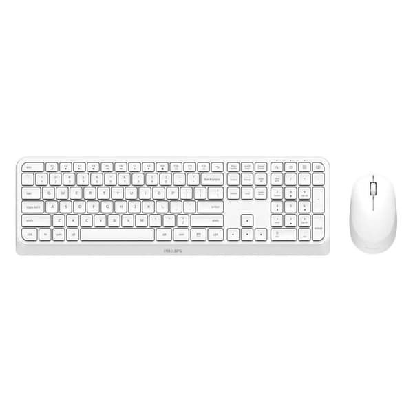 Philips USB COMBO SPT6307W/34 trådlöst tangentbord och mus - Vit - Multimedia - Tyst Vit
