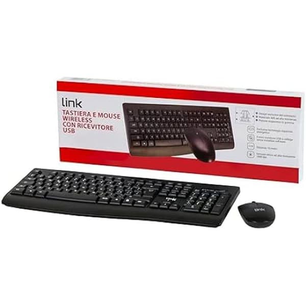 Trådlöst tangentbord och mus kit - LINK - Lktast03 - Svart - USB - Mini USB-mottagare - 3 nycklar - Optisk