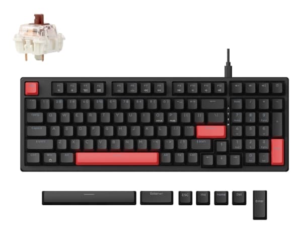 Keychron Lemokey X5 QMK, 96%, Kabel, USB, Mekaniska tangentbrytare, LED, Svart