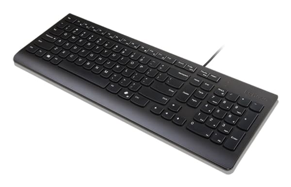 Lenovo Essential - Tangentbord - 2,5-zonslayout - USB - QWERTY - USA med eurosymbol - svart - brun låda