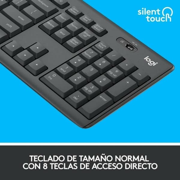 Tastatur med Trådløs Mus Logitech MK295 Svart Spansk Qwerty