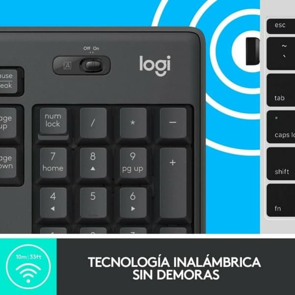Tastatur med Trådløs Mus Logitech MK295 Svart Spansk Qwerty
