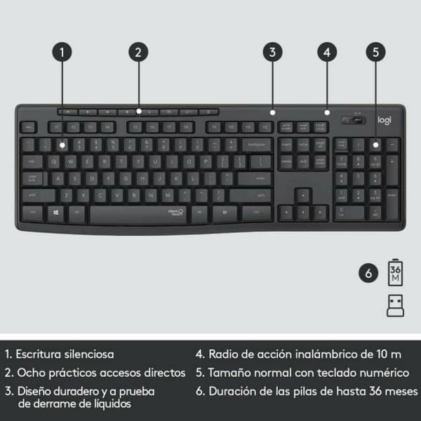 Tastatur med Trådløs Mus Logitech MK295 Svart Spansk Qwerty