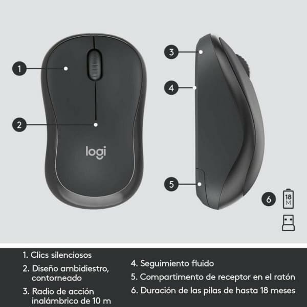 Tastatur med Trådløs Mus Logitech MK295 Svart Spansk Qwerty