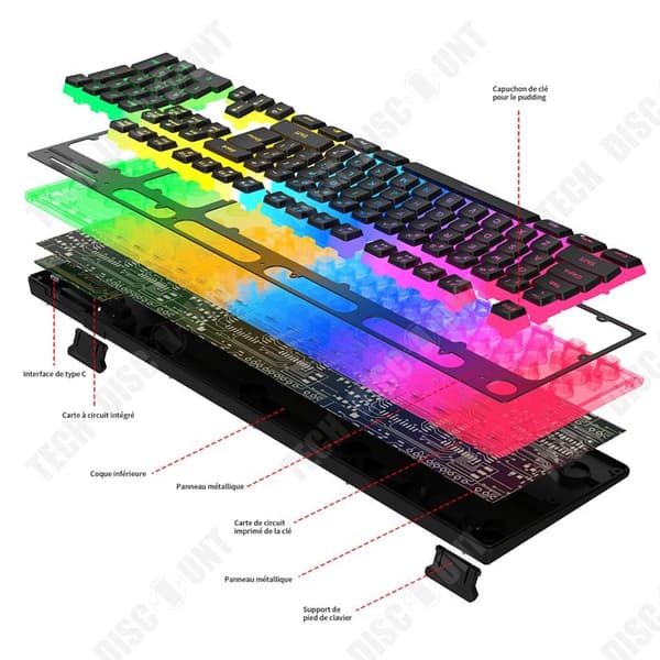 Clavier QWERT INN® 104 tangenter gamingtangentbord mekaniskt tangentbord Bluetooth tangentbord trådlös mus tangentbords- och musset.