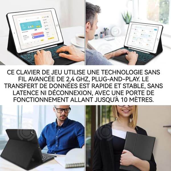 INN Trådlöst tangentbord 24x18 cm trådbundet belyst pekskärm Bluetooth-tangentbord Lämpligt för mobiltelefoner och surfplattor med magnetisk laddning