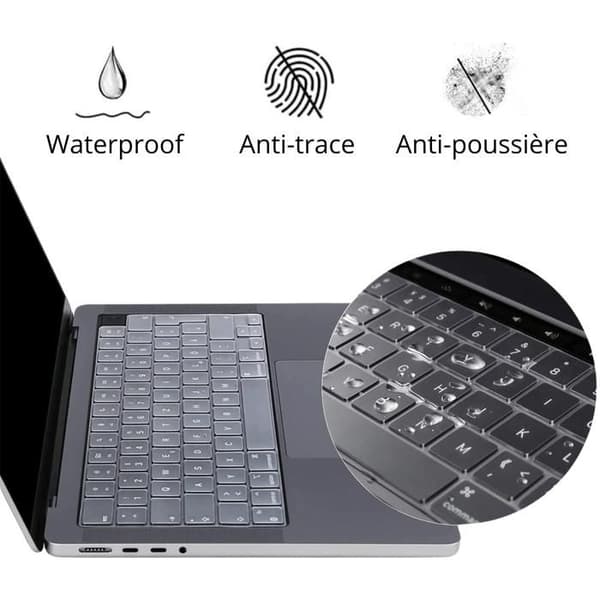 Skydd för tangentbord för Macbook Pro 16 (16) Pro 13 (13,3) - Transparent silikon tangentbord AZERTY EU-layout Phonillico