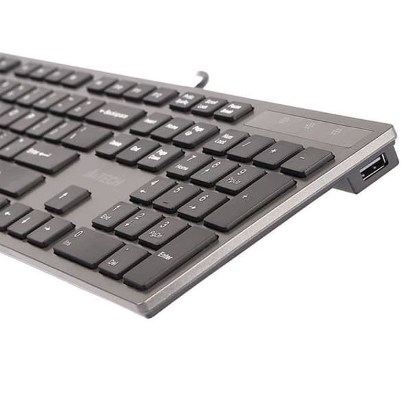 Tangentbord - A4-Tech - KV-300H - Slim - 2 USB-portar - Trådbunden - Grå