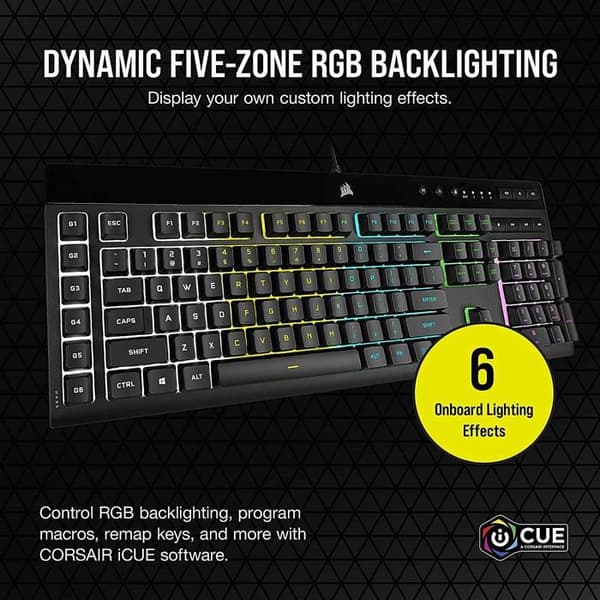 Corsair datortangentbord - 15666435 - K55 RGB Pro USB QWERTY-tangentbord engelsk svart