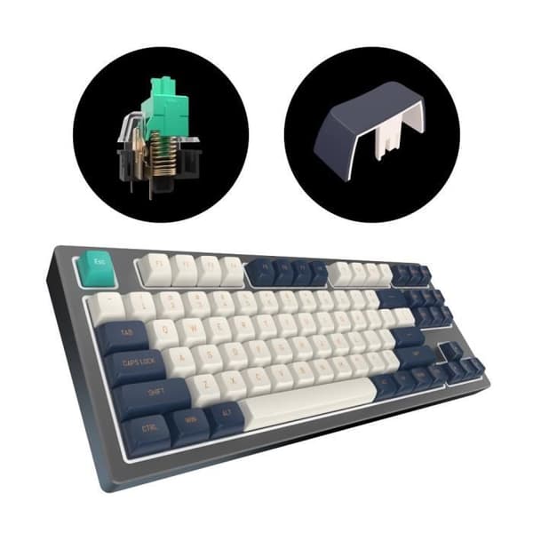Dark Project KD87B LTD Speltangentbord i aluminium, TKL, 87 tangenter, Gateron Mechanical Switches Teal Cap, RGB, Black (ENG)