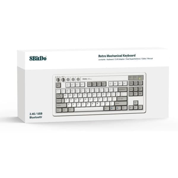 Retro Mekaniskt Tangentbord - 8BitDo - M Utgåvan - Bluetooth - Programmerbara Tangenter - Elegant Design