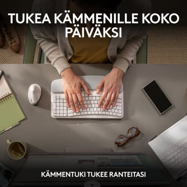 Logitech Wave Keys -langaton näppäimistö, luonnonvalkoinen