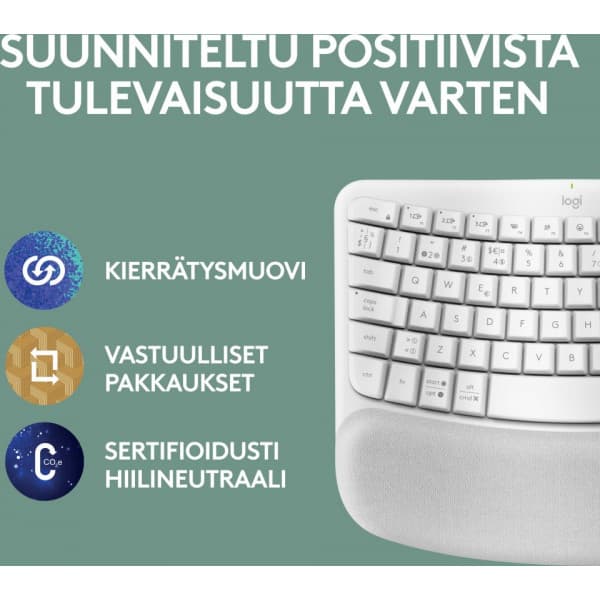 Logitech Wave Keys -langaton näppäimistö, luonnonvalkoinen