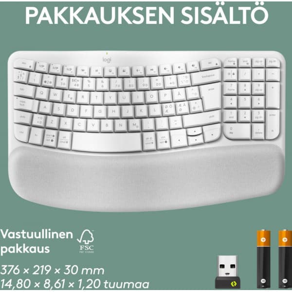 Logitech Wave Keys -langaton näppäimistö, luonnonvalkoinen