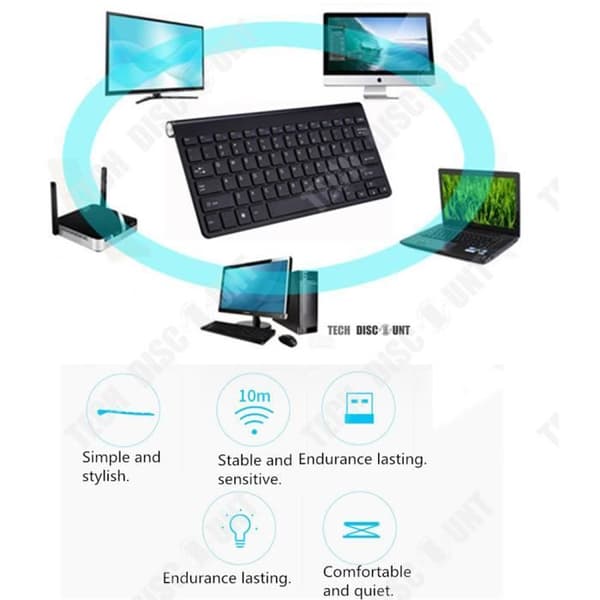 Trådlöst mekaniskt spel QWERT INN® set med mini-tangentbord och ultratunn mus USB 1600DPI 2.4G-anslutning