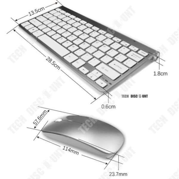 Trådlöst mekaniskt spel QWERT INN® set med mini-tangentbord och ultratunn mus USB 1600DPI 2.4G-anslutning