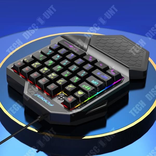 Enhandsspelklaviatur med belysning QWERT ZENTAVO FVF6 e-sport trådad färgglad manipulativ känsla tangentbord handledsstöd