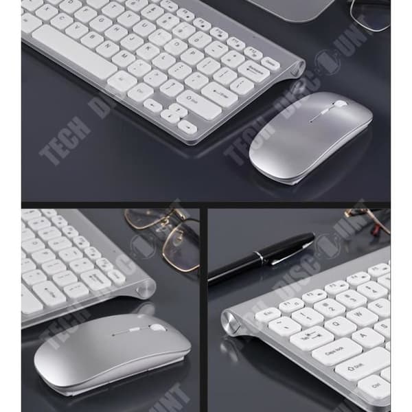 Ensemble tangentbord och mus QWERT INN® trådlös ultra-tunn tyst ergonomisk design för bärbar dator