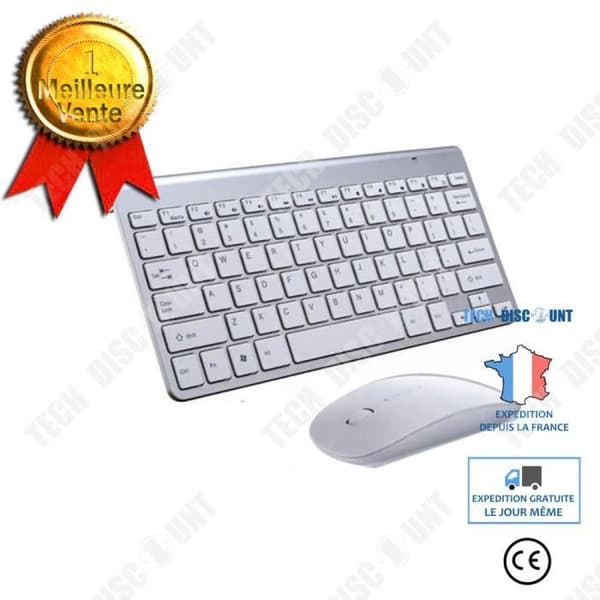 Ensemble tangentbord och mus QWERT INN® trådlös ultra-tunn tyst ergonomisk design för bärbar dator