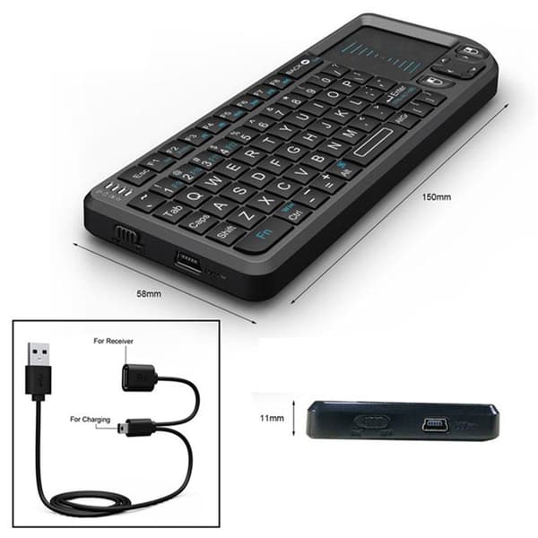 Trådlöst tangentbord - TD® - Minitangentbord med pekplatta - Laddningsbart - Plug and play - 90 grader vändbart