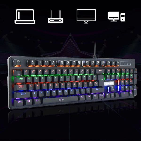 QWERT TD® Mekaniskt tangentbord Bakgrundsbelyst USB-gränssnitt Trådad Anslutning Sprutsäker 104 tangenter Svart mekanisk switch