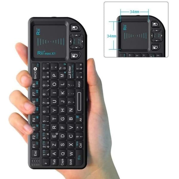 Trådlöst tangentbord - LCC® - Mini AZERTY pektangentbord - Pekplatta - 2,4 GHz - Uppladdningsbart