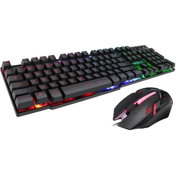 Gamingtangentbord och mus, LED-bakgrundsbelysning Regnbåge Ljusstyrka Färger Kabelanslutet USB Spelartangentbord och -mus