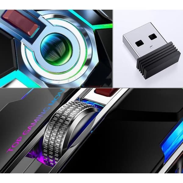 TD® Uppladdningsbar trådlös mus E-sport Gaming RGB-upplyst Silent Mute-mus
