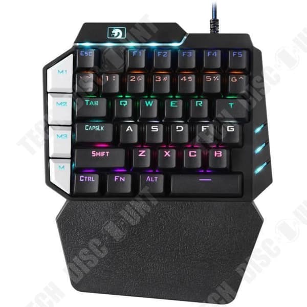 TD® 1-hands mekaniskt tangentbord för spelljuseffekt bakgrundsbelysning USB kabel estetisk effektiv praktisk kontroll