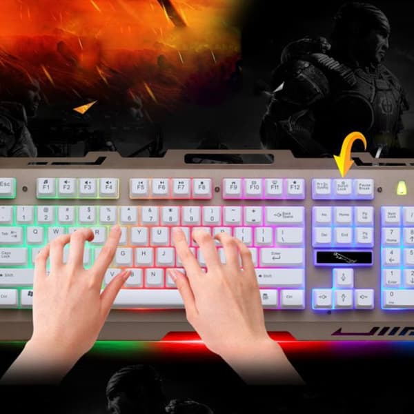 TD® Gaming Tangentbord med Gaming Mus Vit LED-bakgrundsbelysning Gaming Atmosphere Light Dekoration Office Bekväm design