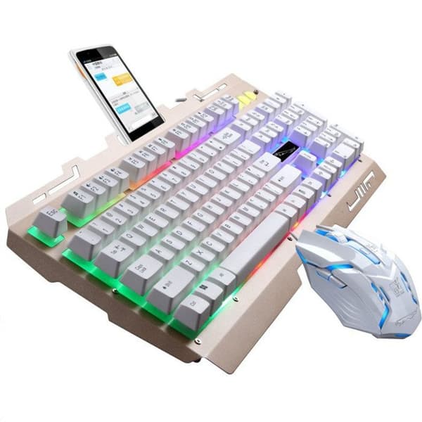 TD® Gaming Tangentbord med Gaming Mus Vit LED-bakgrundsbelysning Gaming Atmosphere Light Dekoration Office Bekväm design