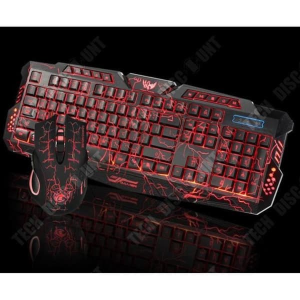 Gamingtangentbord och mus - TD® - LED 2.4G - Kabelansluten - Ergonomisk - LED-bakgrundsbelysning
