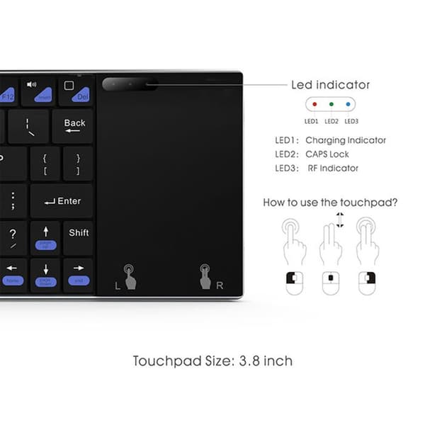 TD® Ultratunt 2.4G trådlöst tangentbord i aluminiumlegering