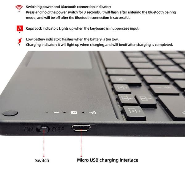 Trådlöst tangentbord - INN - Bluetooth 3.0 - 7-färgs bakgrundsbelysning - 78 tangenter - Franska